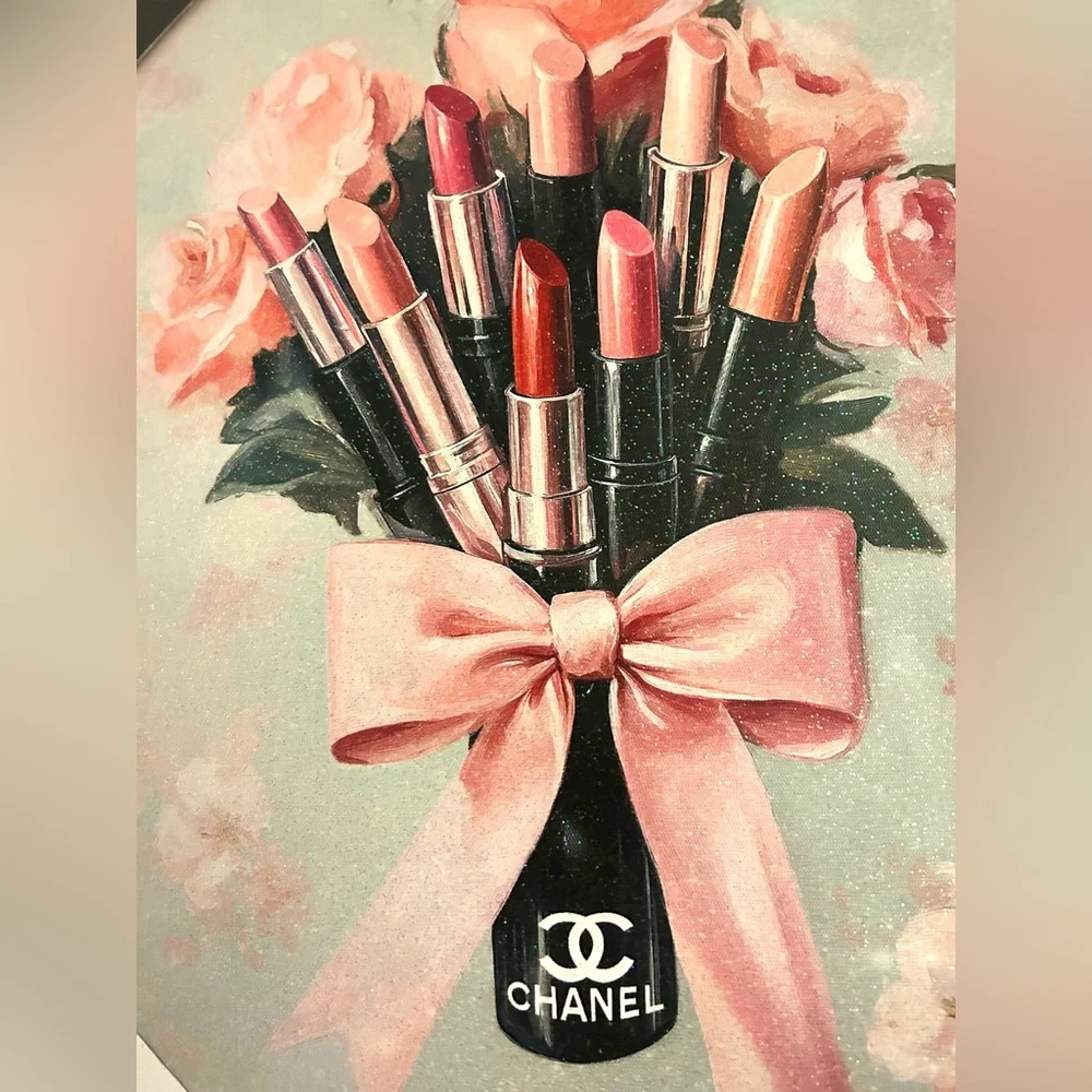Coquette Bow Lipstick Bouquet Wall Art Print 14 x 11 - Picture 2 of 3